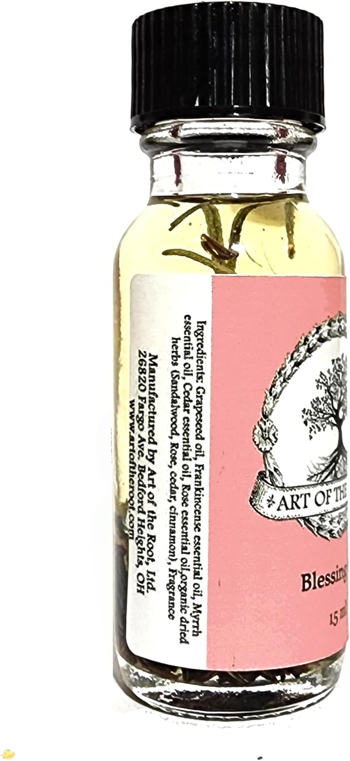 Blessing Oil 1/2 oz | Handmade with Herbs & Essential Oils | Rose, Myrrh, Sandalwood & Frankincense| Wiccan Pagan Hoodoo Voodoo Conjure