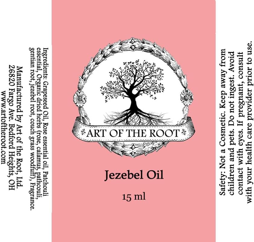 Jezebel Oil by Art of the Root | Handmade with Herbs & Essential Oils | Conjure, Wiccan, Pagan, & Magick | Attraction, Love, Wealthy Men, Business Success